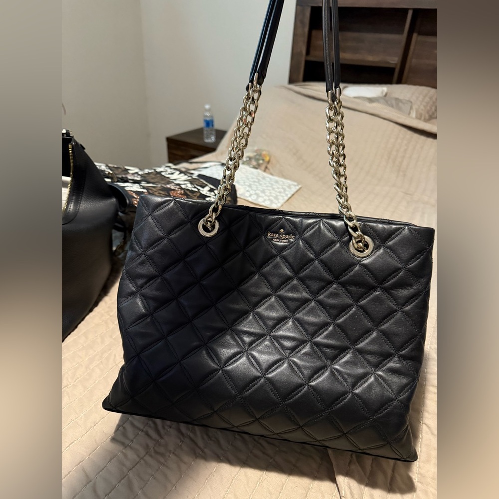 Kate Spade Black Quilted Bag with Gold Chain